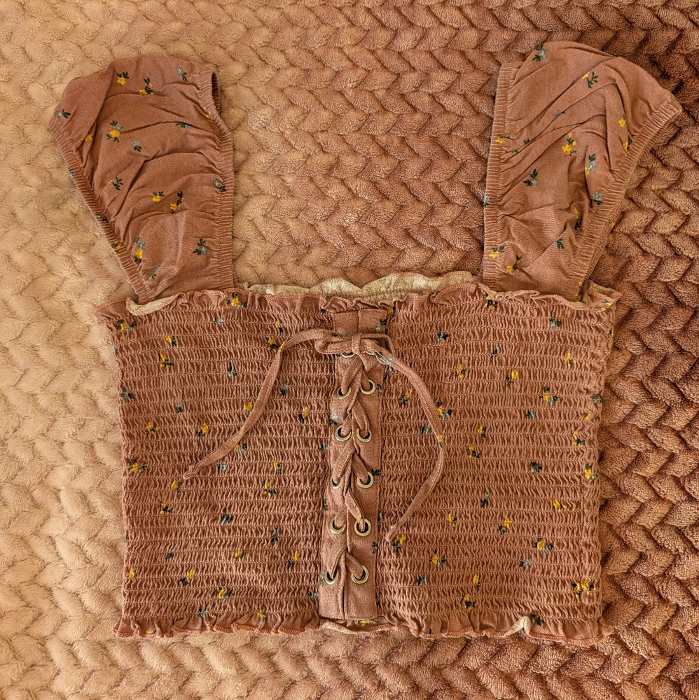 PacSun Purple Smocked Tie Front Tank Top